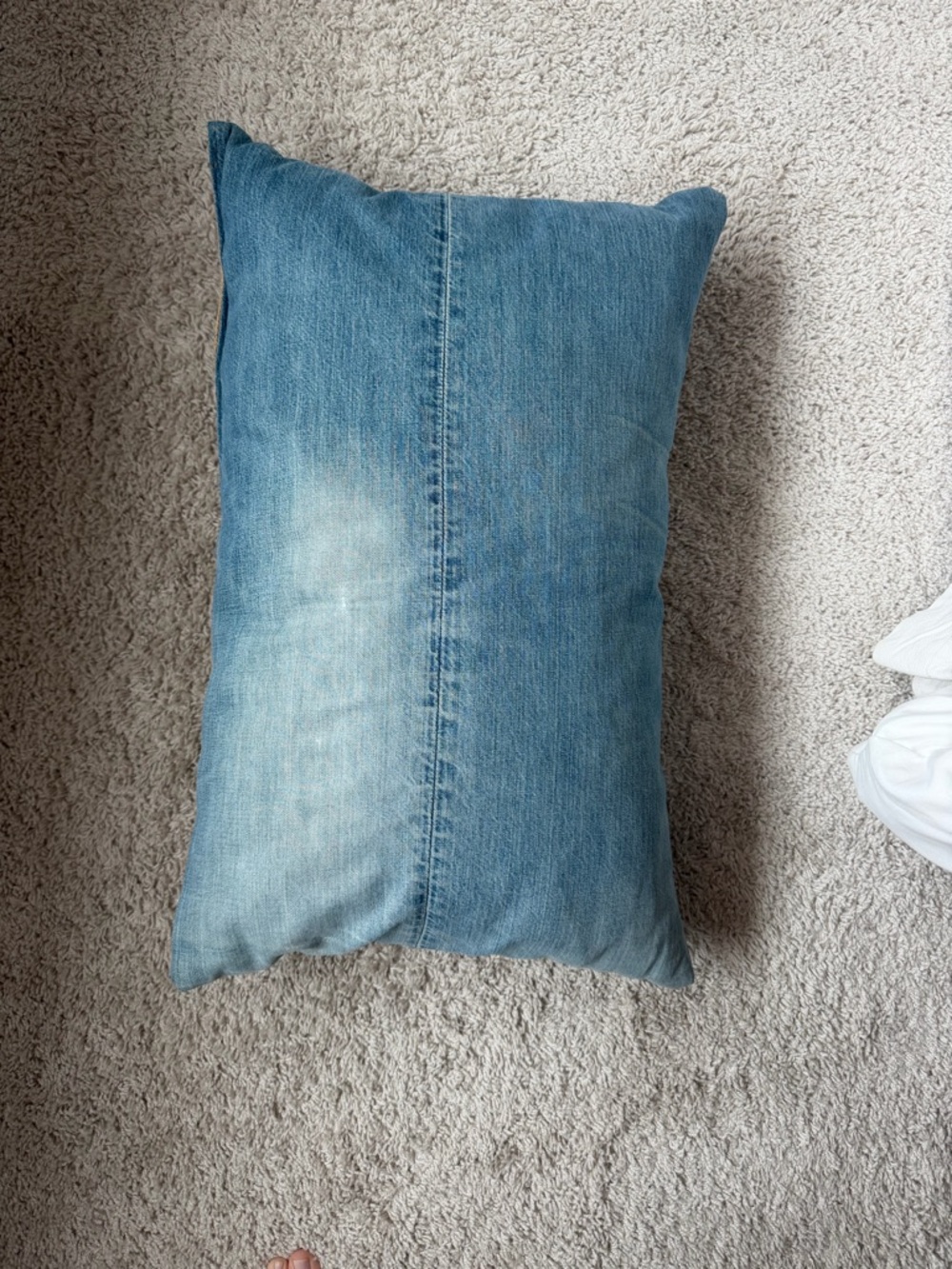 Blue Denim large throw pillow.  Coastal boho style.